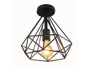 8432544639552 - Wottes - Industrielle Retro Deckenleuchte Käfig Metall Deckenlampe E27 25CM Lampenschirm für Schlafzimmer Küche - Schwarz