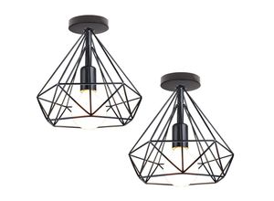 8432544639606 - Wottes - 2 Stückee Deckenleuchte Industrielle Retro Deckenlampe Eisen Käfig Lampenschirm für Wohnzimmer Schlafzimmer Restaurant