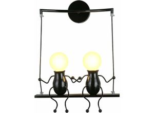 8432544641210 - Wottes - Modern Wandlampe 2 Humanoid Wandleuchte Metall Lampenkörper für Schlafzimmer Kinderzimmer Küche - Schwarz