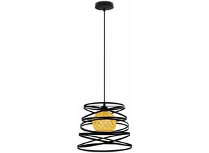 8432544645225 - Wottes - Modern Pendelleuchte Spirale Design Lampenschirm E27 Metall Hängelampe für Schlafzimmer Wohnzimmer Küche - Schwarz