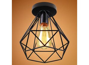 8432544672993 - Wottes - Retro Deckenlampe Metall Käfig Deckenleuchte Schwarz Lampenschirm für Wohnzimmer Küche Esszimmer Schlafzimmer