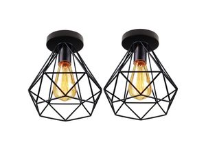 8432544673136 - Wottes - 20CM Deckenleuchte Modern Käfig Deckenlampe Schwarz Lampenschirm für Küche Schlafzimmer - 2 Stückee