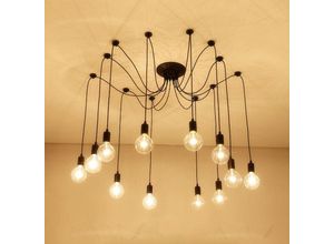 8432544696456 - Wottes - Modern Pendelleuchte diy Spinne Hängeleuchte 2M Verstellbar Kronleuchter 12 Lichter für Wohnzimmer Esszimmer