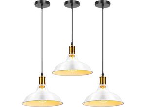 8432544709835 - Wottes - 3 Stückee Retro Pendelleuchte Metall Deckenleuchte E27 Fassung Hängeleuchte für Esszimmer Restaurant - Weiß 8432544709835 - Wottes - 3 Stückee Retro Pendelleuchte Metall Deckenleuchte E27 Fassung Hängeleuchte für Esszimmer Restaurant - Weiß