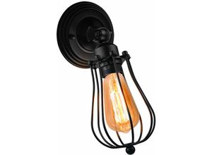 8432544761703 - Wottes - Industrieller Wandleuchter Metall Käfig Wandlampe Beleuchtung Verstellbare Verandaleuchte für Wohnzimmer - Schwarz