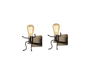 8432544770538 - Wottes - Kreative Wandleuchte E27 Retro Wandlampe Schwarz Metall Nachtlicht für Schlafzimmer Kinderzimmer 2Pcs