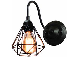 8432544787239 - Wottes - Retro Wandlampe Diamond Wandleuchte Schwarz Metall Lampenschirm für Restaurant Café Wohnzimmer