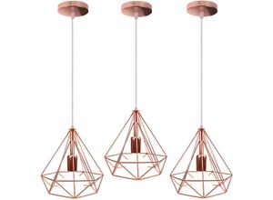 8432544816014 - Wottes - Industrielle Retro Pendelleuchte 3 Stückee Hängelampe Diamant Kronleuchter für Wohnzimmer Schlafzimmer Küche