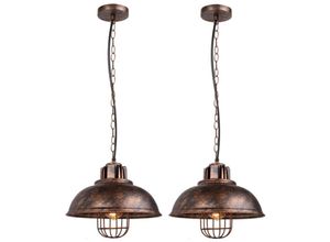 8432544817530 - Wottes - E27 Hängeleuchte Industrie Retro Kronleuchter Ø30CM Metall Pendelleuchte für Schlafzimmer Wohnzimmer Restaurant - 2 Stückee Rost