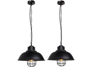 8432544818551 - Wottes - E27 Hängeleuchte Industrie Retro Kronleuchter Ø30CM Metall Pendelleuchte für Schlafzimmer Wohnzimmer Restaurant - 2 Stückee Schwarz