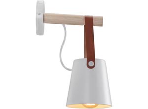 8432544828505 - Wottes - Modern Wandleuchten Kreative Wandlampe E27 Holz und Eisenschirm für Schlafzimmer Nacht Café - 1Pcs Weiß