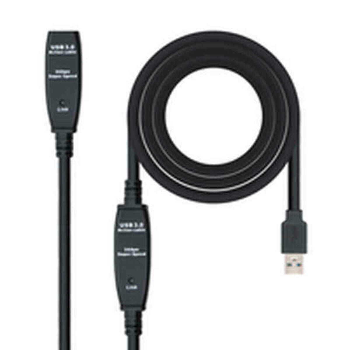 8433281008250 - Verlängerungskabel mit USB 10010313 Schwarz 15 m 5 Gbps