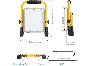 8433325213244 - Wiederaufladbarer Led-Scheinwerfer 50 W Austauschbare Batterien Kaltes Licht Tragbar