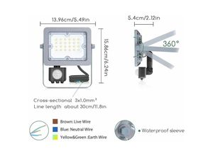 8433325213824 - Aigostar - led leuchtturm mit natürlichem kältesensor slim outdoor 10W 20W 30W-20W kalt