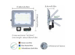 8433325213831 - Aigostar - led leuchtturm mit natürlichem kältesensor slim outdoor 10W 20W 30W-30W kalt