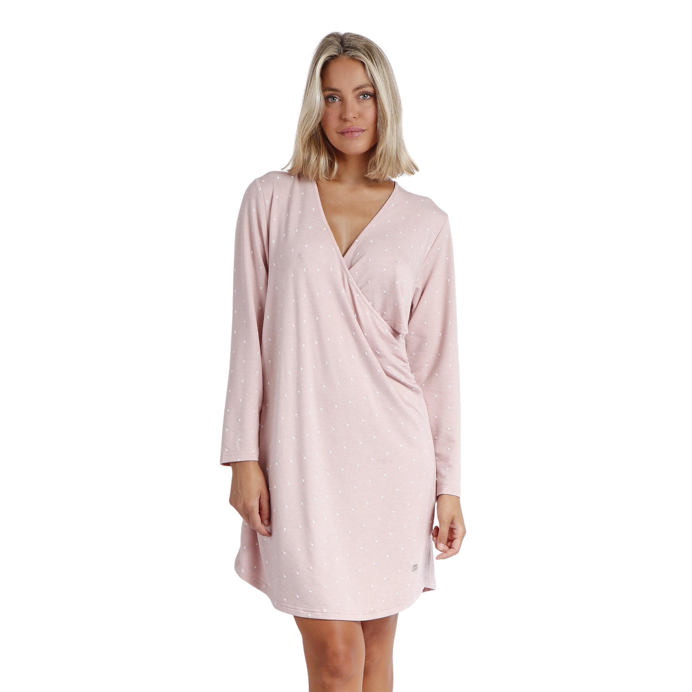 8433623627224 - Umstandskleid Wickelkleid mit langen Ärmeln für Frauen Moon