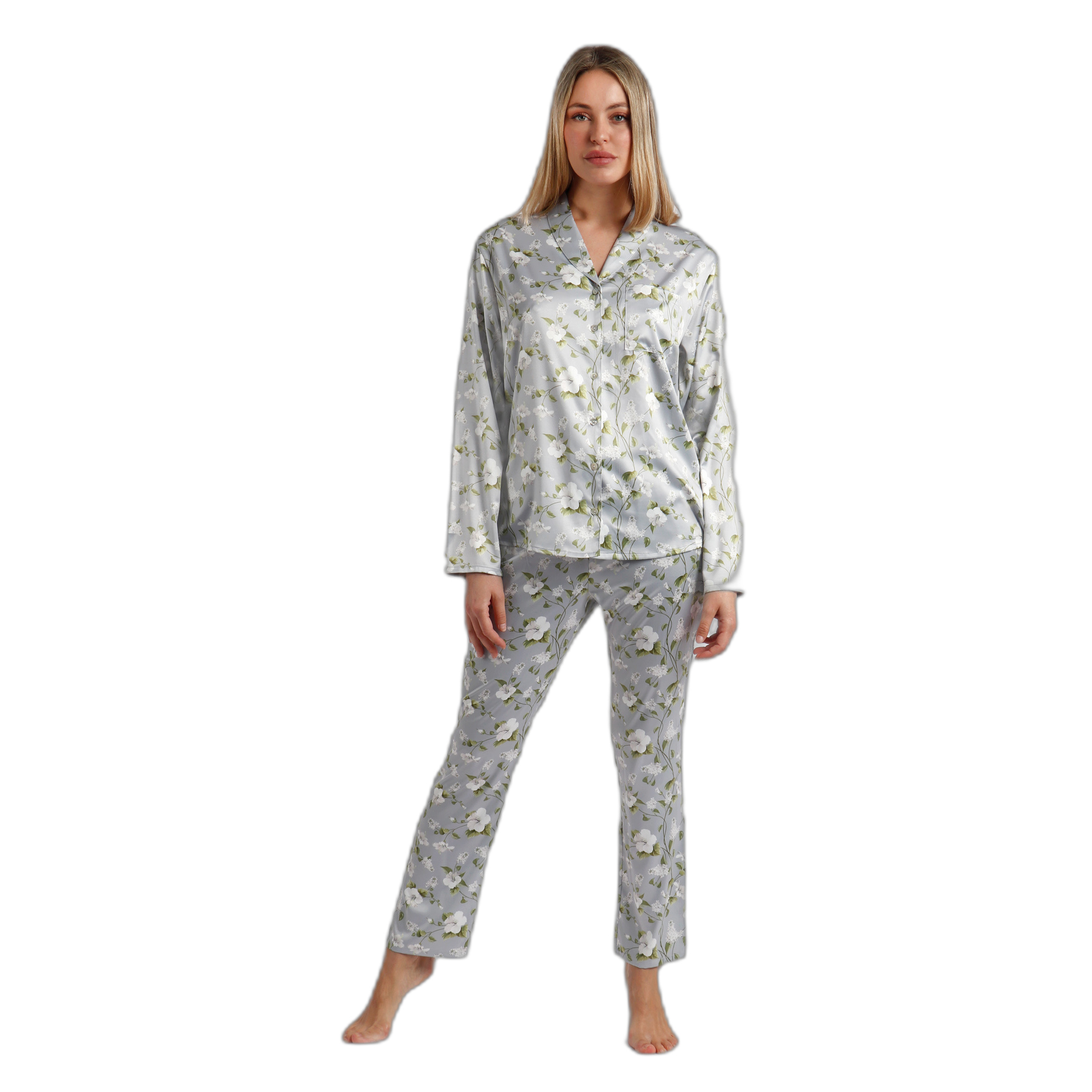 8433623710056 - Langärmliger offener Pyjama für Frauen Garden Pearls Style