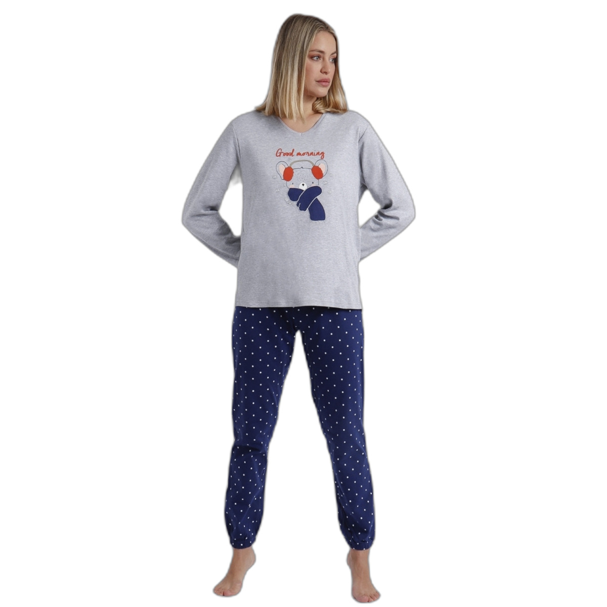 8433623735578 - Damen Langarm-Pyjama Good Morning Mouse