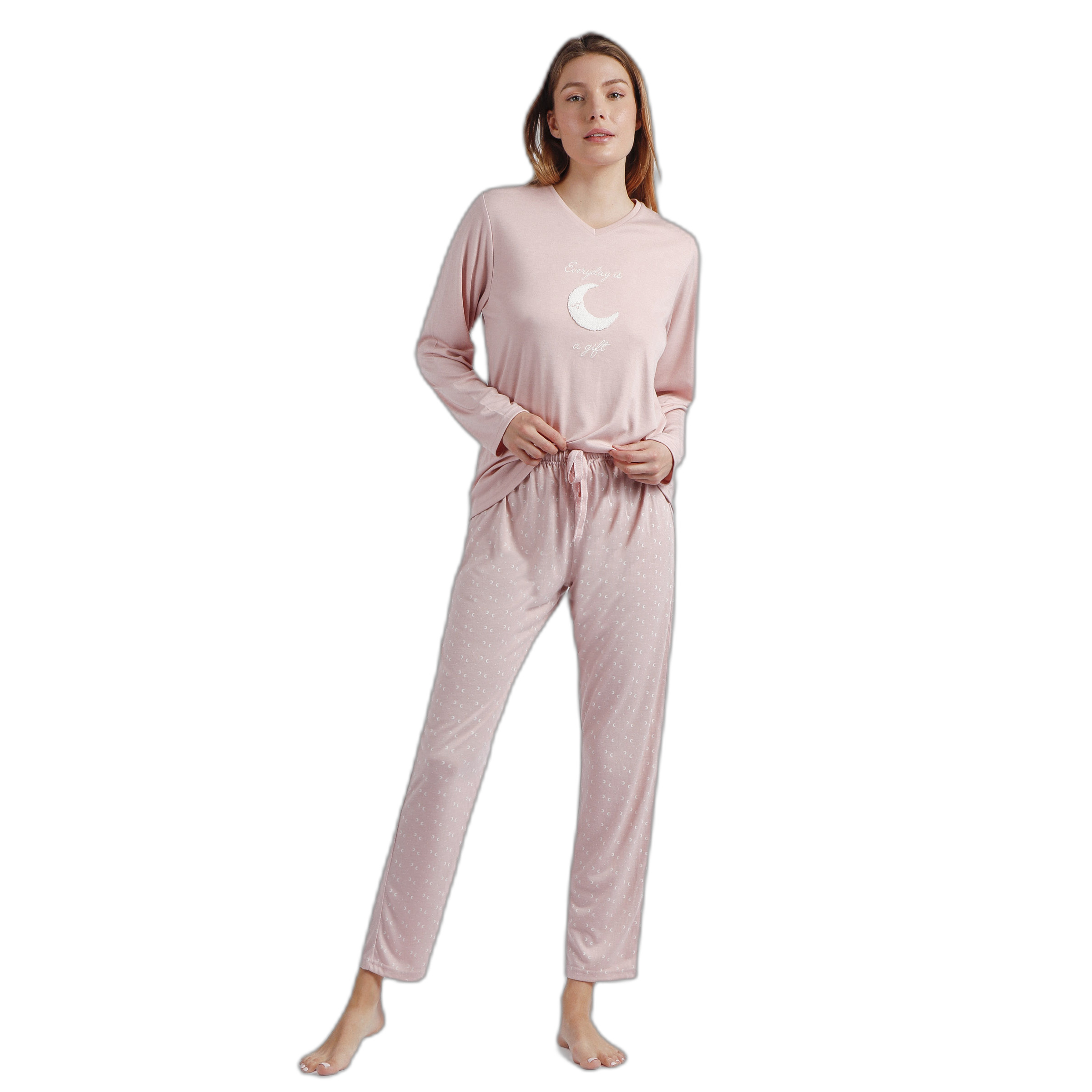 8433623735820 - Damen Langarm-Pyjama Stay At Home Everyday