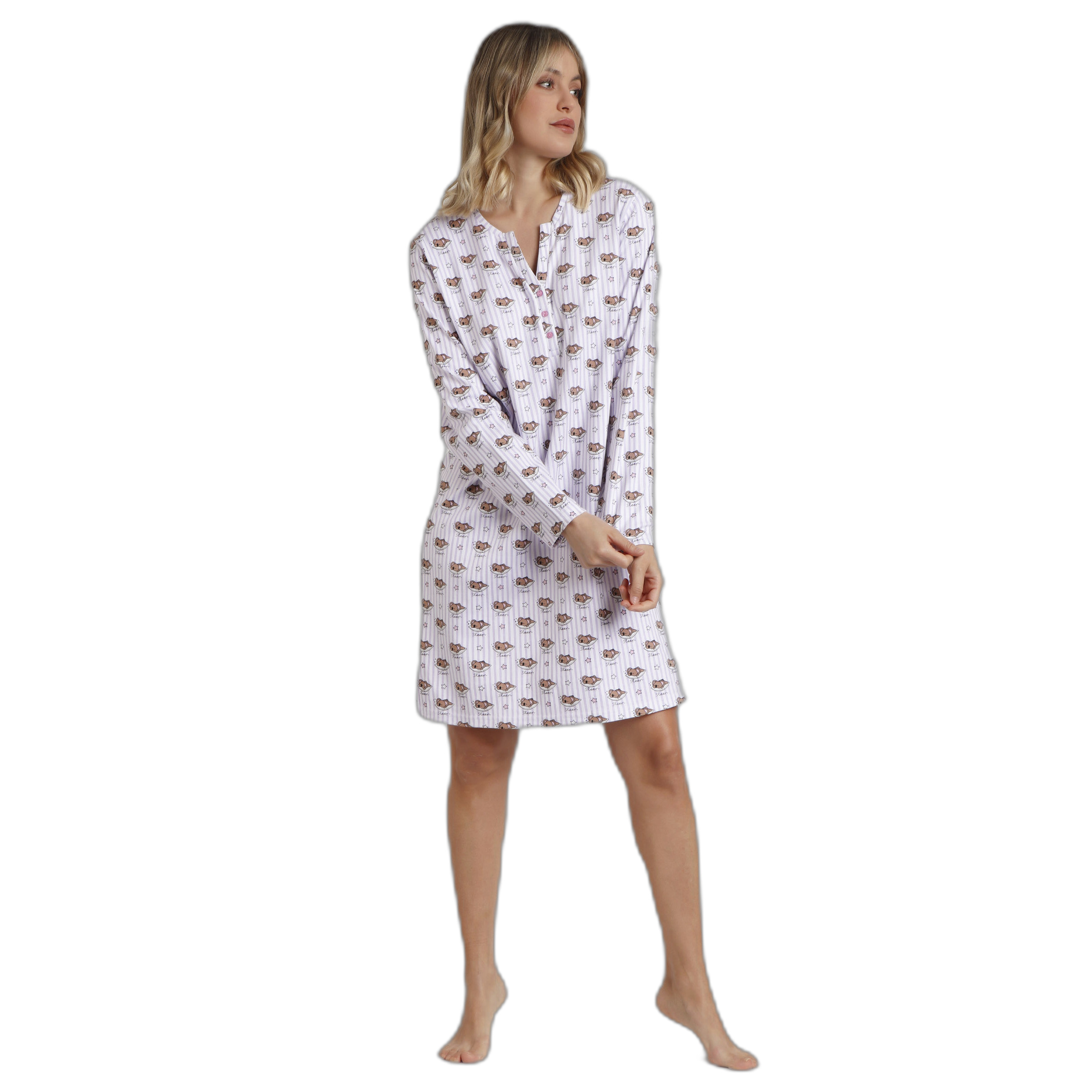 8433623784842 - Damen Nachthemd mit langen Ärmeln All You Need Is Sleep