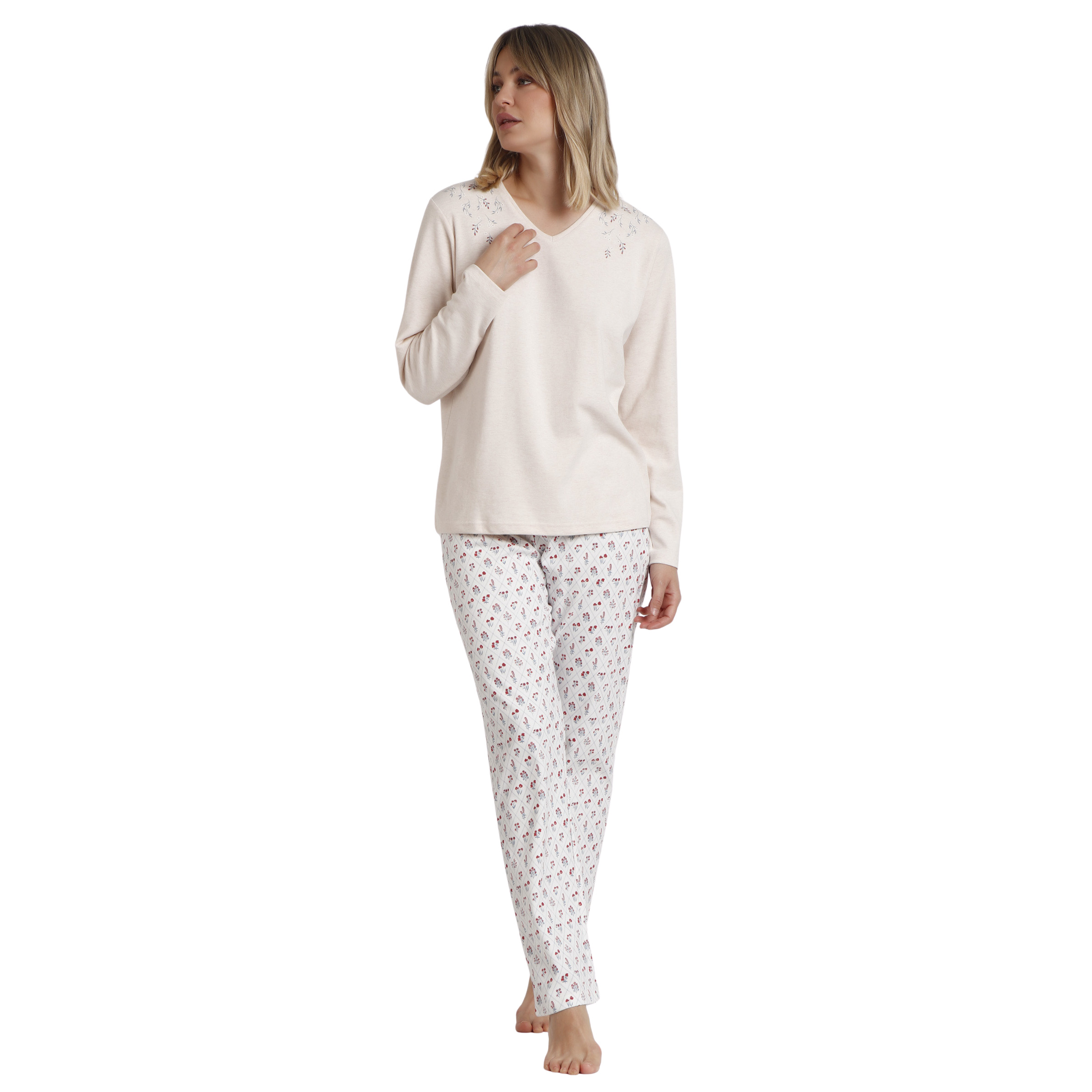 8433623786495 - Damen Pyjama mit langen Ärmeln und V-Ausschnitt Garden Essence Of Life 8433623786495 - Damen Pyjama mit langen Ärmeln und V-Ausschnitt Garden Essence Of Life