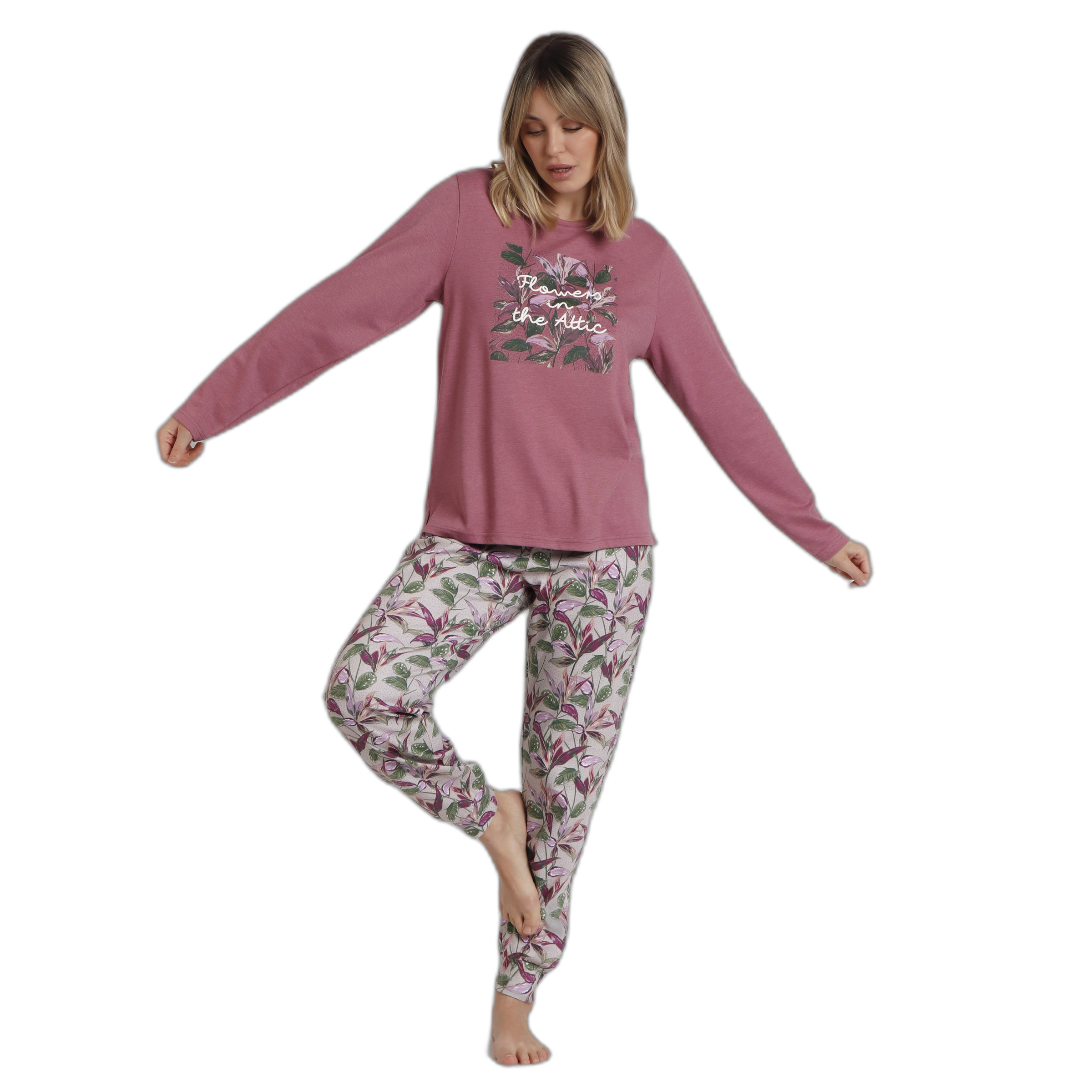 8433623787140 - Damen Langarm-Pyjama Garden Flowers In The Attic