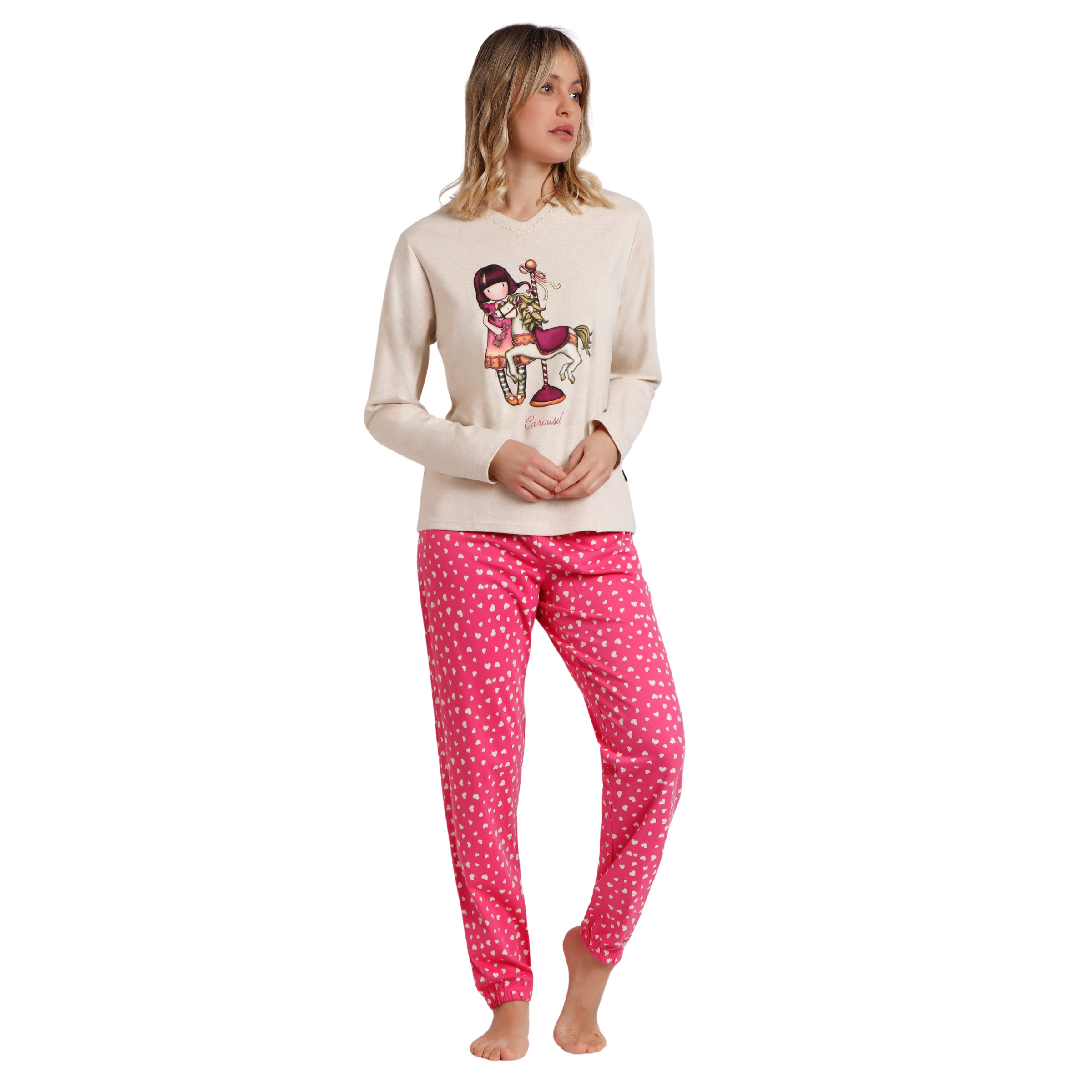 8433623793424 - Damen Langarm-Pyjama Carousel