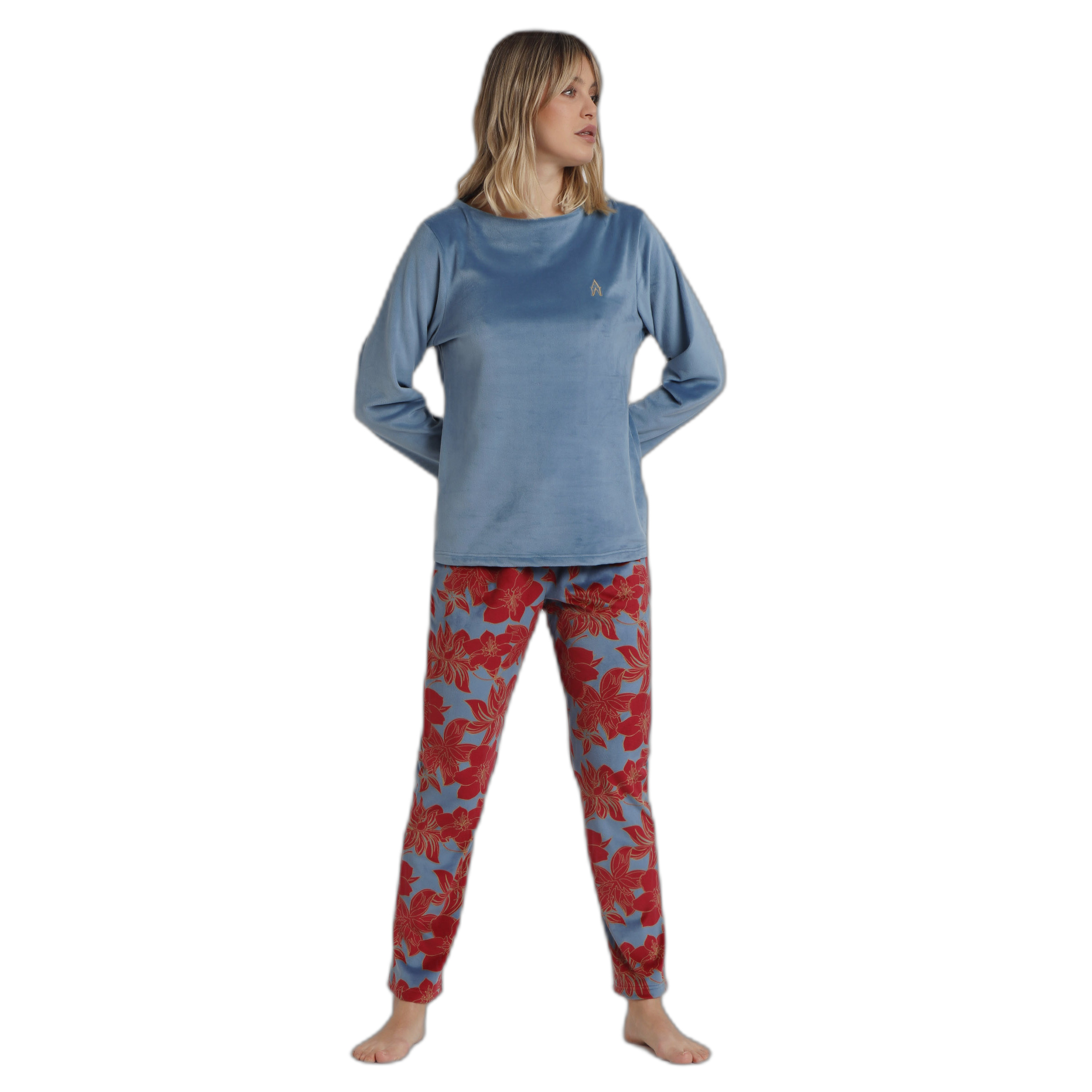 8433623797149 - Warmer Velours-Pyjama mit langen Ärmeln für Damen Luxury