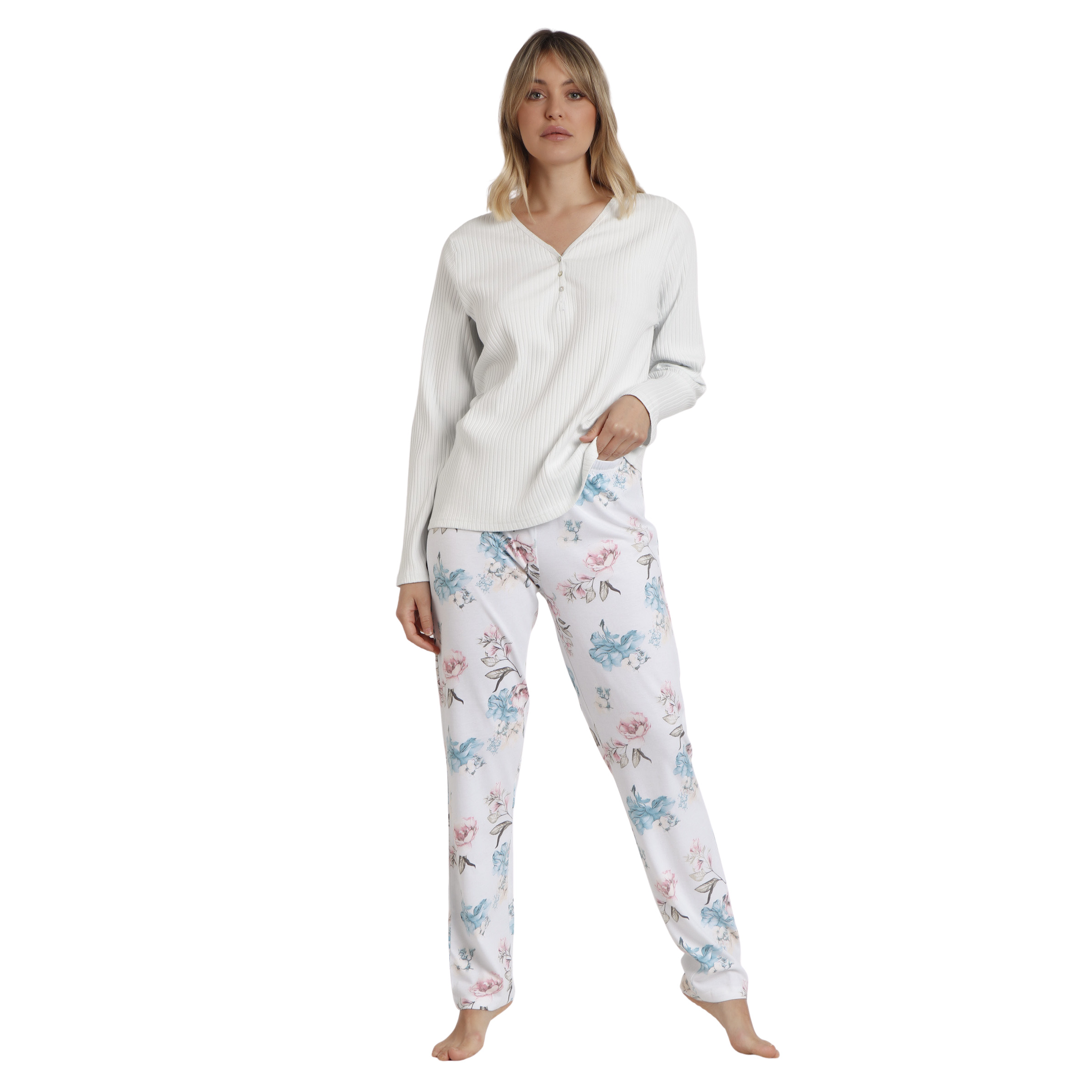 8433623803710 - Damen Langarm-Pyjama Garden French