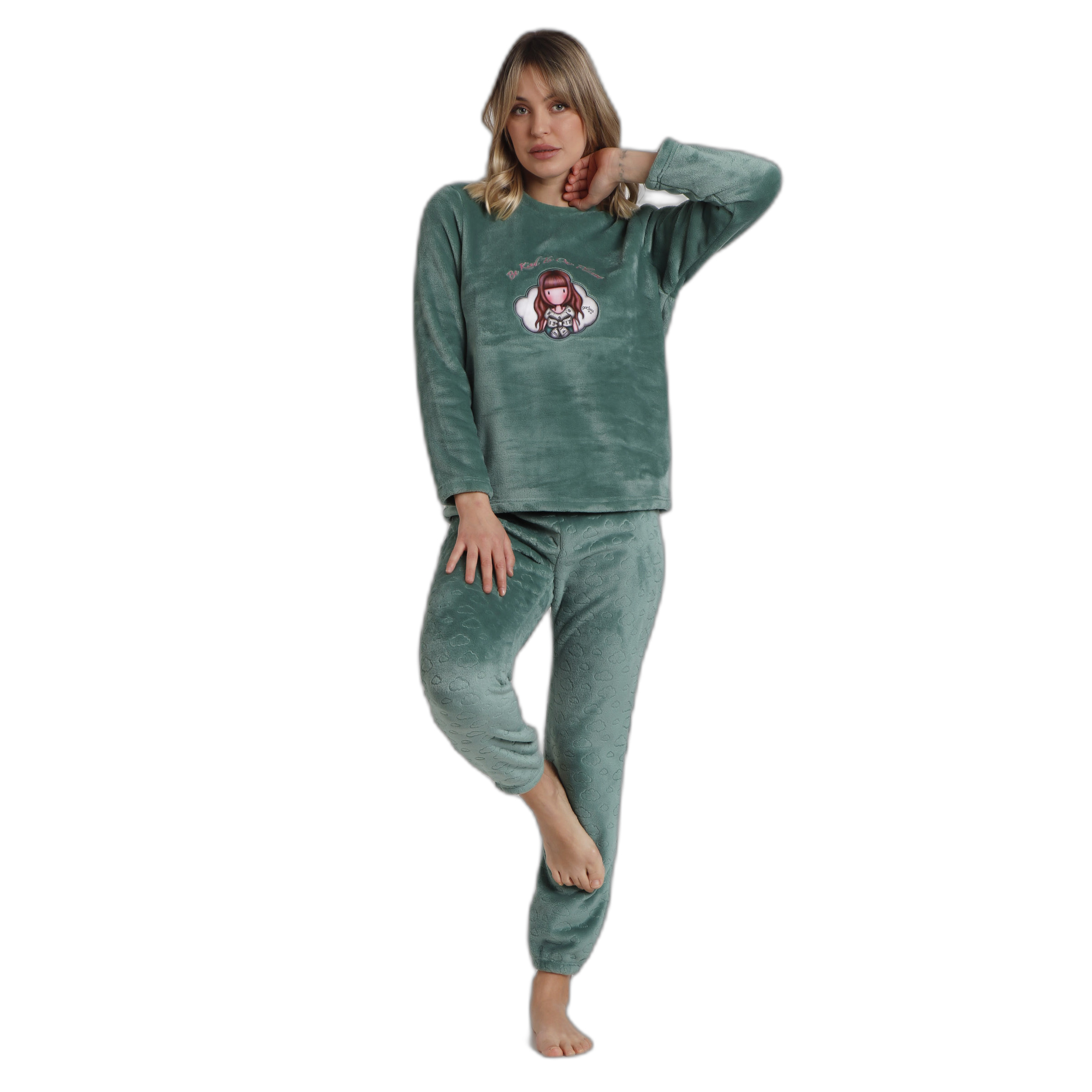8433623805516 - Warmer Pyjama mit langen Ärmeln für Frauen Be Kind To The Planet