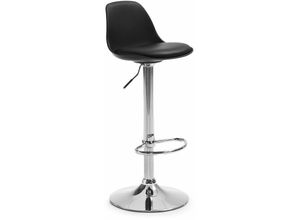 8433840258546 - Barhocker Orlando-T schwarz höhenverstellbar 60-82 cm mit Lehne gepolsterte Sitzfläche aus Kunstleder und Fuβ aus Stahl - Schwarz - Kave Home