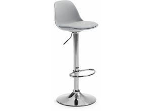 8433840258645 - Barhocker Orlando-T grau höhenverstellbar 60-82 cm mit Lehne gepolsterte Sitzfläche aus Kunstleder und Fuβ aus Stahl - Grau - Kave Home