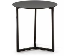 8433840271347 - Beistelltisch Raeam schwarz rund ø 50 cm aus gehärtetem Glas und Beinen aus Stahl in schwarz - Schwarz - Kave Home