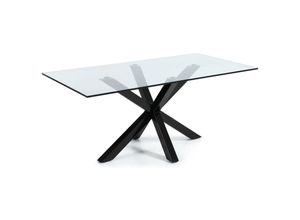 8433840272566 - Esstisch Argo rechteckig 200 x 100 cm aus Glas mit Beinen aus Stahl in schwarz - Klar - Kave Home