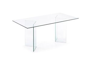 8433840276649 - Esstisch Burano rechteckig 180 x 90 cm aus Glas mit Beinen aus Glas - Klar - Kave Home