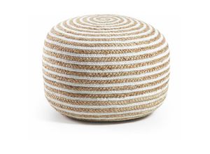 8433840419985 - Pouf Saht natur und weiß rund ø 50 cm aus geflochtener natürlicher Jute und Baumwolle - Weiß - Kave Home