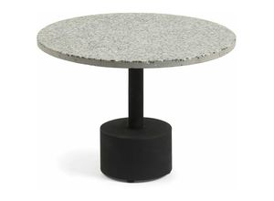 8433840480534 - Delano Beistelltisch aus Terrazzo in Grau und Stahlbeine in Schwarz ø 55 cm - Grau - Kave Home