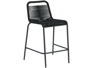 8433840583402 - Lambton stapelbarer Hocker aus schwarzem Seil und Stahl mit schwarzem Finish Höhe 62 cm - Schwarz - Kave Home