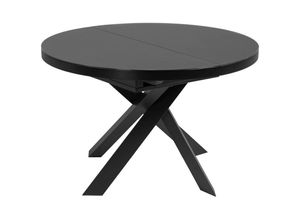 8433840613048 - Vashti runder Ausziehtisch aus Glas und Stahlbeine mit schwarzem Finish ø 120 (160) cm - Schwarz - Kave Home