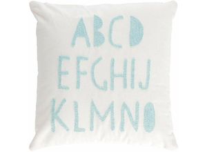 8433840632926 - Keila Kissenbezug 100% Baumwolle weiß abc blau 45 x 45 cm - Weiß - Kave Home