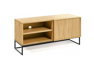 8433840661421 - Taiana TV-Schrank 1 Türe Eichenfurnier und Stahlgestell mit schwarzem Finish 112 x 51 cm - Braun - Kave Home