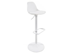 8433840669908 - Hocker Orlando - t aus weißem Kunstleder und mattweißem Stahl 60-82 cm - Weiß - Kave Home