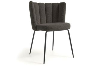 8433840685410 - Aniela Stuhl aus schwarzem Bouclé und Metallbeinen mit schwarzem Finish - Kave Home