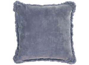 8433840711065 - Cedella Kissenbezug 100% Baumwolle Samt und Fransen blau 45 x 45 cm - Blau - Kave Home