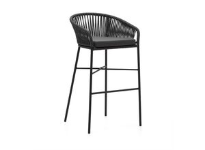 8433840724799 - Yanet stapelbarer Hocker aus schwarzem Seil Höhe 80 cm - Schwarz - Kave Home