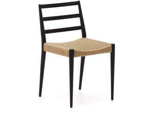 8433840887210 - Analy Stuhl aus massiver Eiche mit schwarzem Finish und Sitz aus Seil fsc 100% - Kave Home