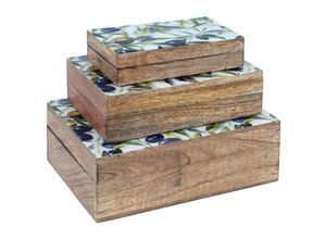 8433933165843 - Küchenbox Setzen Sie 3 Olivenkästen und Tabletts Braun 25x18x9cm 16584 - Marrón - Signes Grimalt