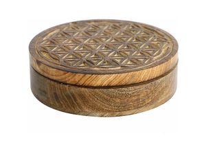 8433933240397 - Zen Et Ethnique - Signes Grimalt Dekorationsbox Mosaic Round Box Brown Tabletts 20x20x6cm 24039