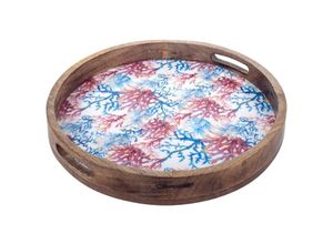 8433933252024 - Zen Et Ethnique - Signes Grimalt Küchenschale Korallenrundschalenboxen und blaue Tabletts 5x35x35cm 25202