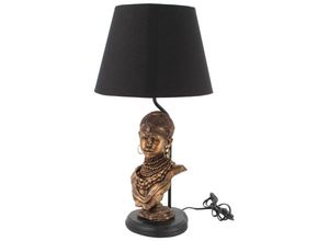 8433933252918 - Zen Et Ethnique - Signes Grimalt Möbel Desktop -Lampe Lampe mit afrikanischen Figur Goldene Lampen 30x30x58cm 25291